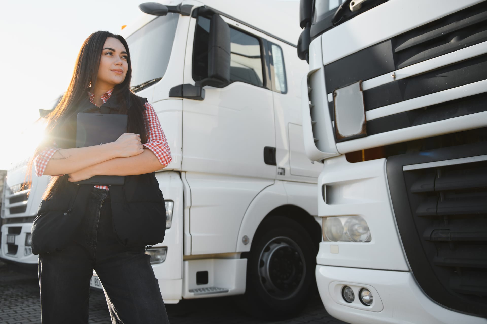 Professional fleet driver with commercial vehicle